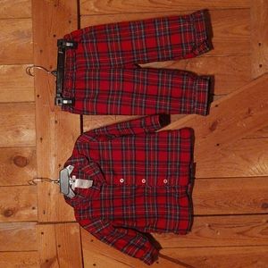 Boys Size 2T Cute Holiday Plaid Pajama Set